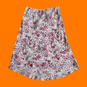 00's vintage floral paisley boho print y2k asymmetrical skirt LARGE Angie